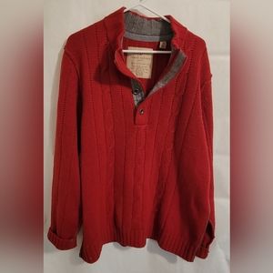 Tommy Bahama Lambs Wool Blend   Button Knit Sweater Size XL Red Rustic Outdoors